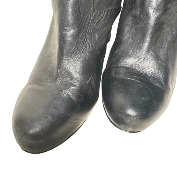 Nine West Black Leather Knee-High Heeled Boots Size 9M - Picture 2 of 15